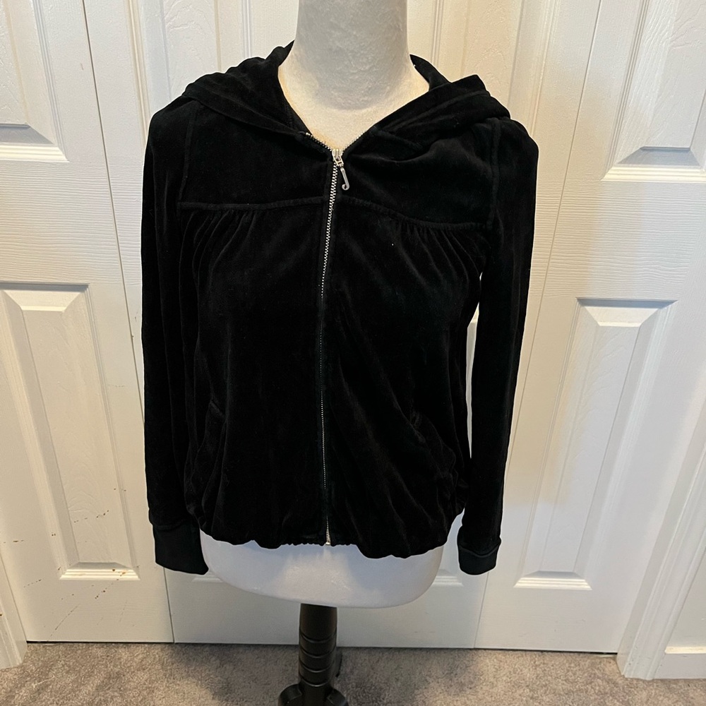 Juicy Couture size S Women's Black Zip-Up Jacket velour